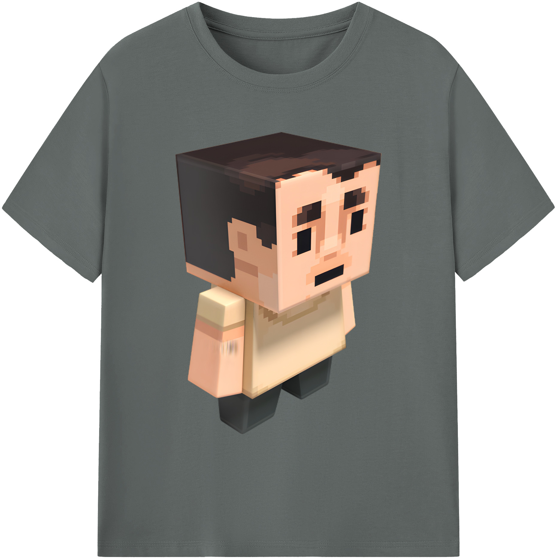 （画像用） マインクラフト ブロックの世界 Minecraft MC Block world 綿100％ メンズ半袖Tシャツ｜肌触りやわらか＆通気性